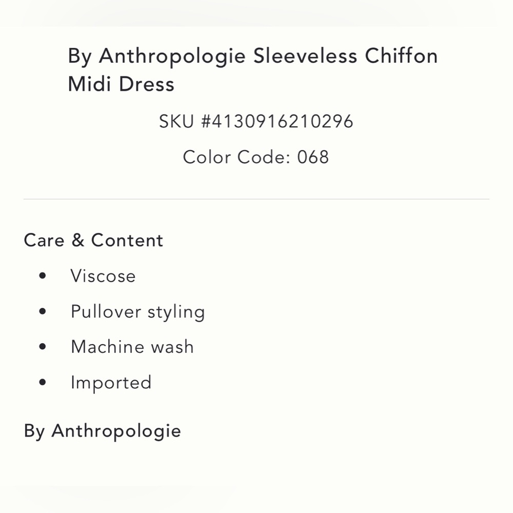 ✨ Anthropologie Sleeveless Chiffon Midi Dress M - Picture 5 of 5